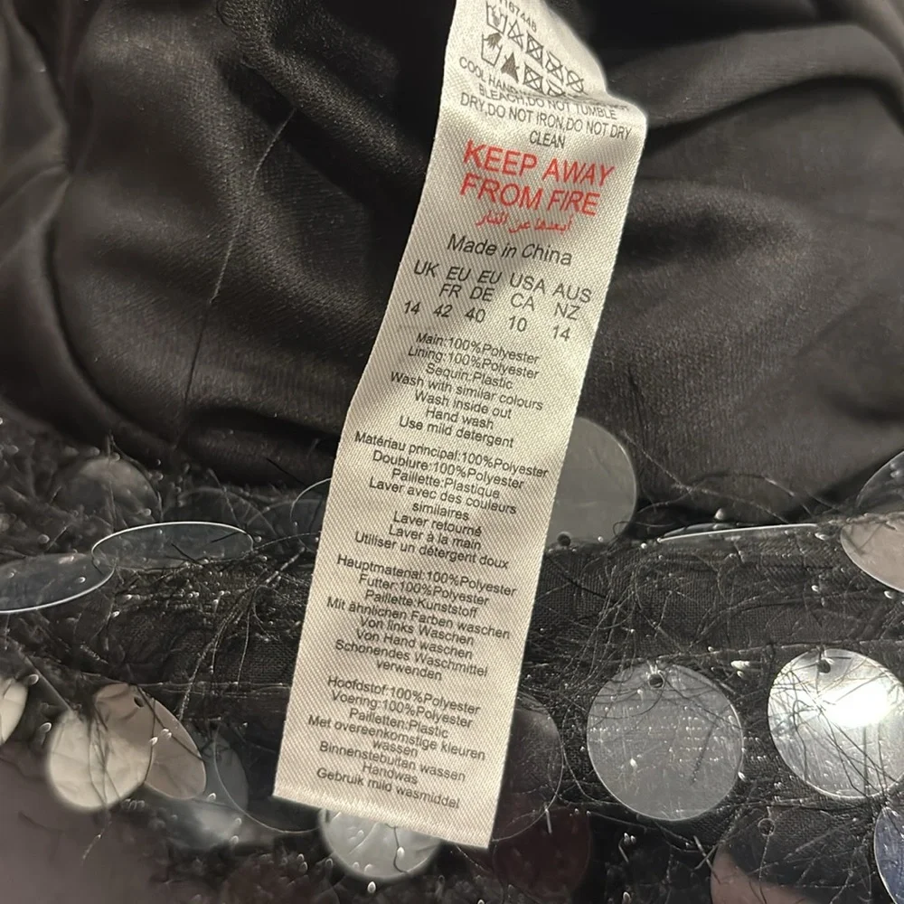 PrettyLittleThing Black Disc Sequin Bandeau Playsuit Size 10 - Picture 7 of 7